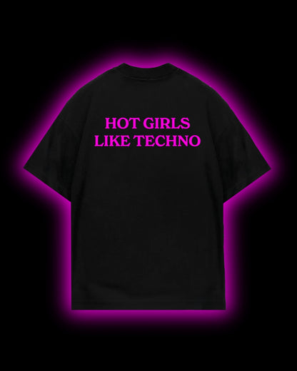 HOT GIRLS LIKE TECHNO Black