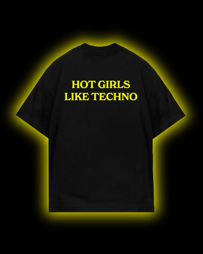 HOT GIRLS LIKE TECHNO Black