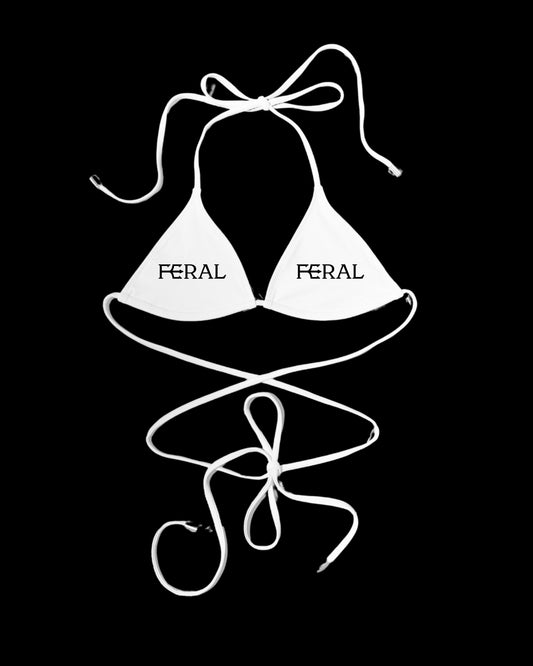 FERAL LOGO BIKINI TOP WHITE