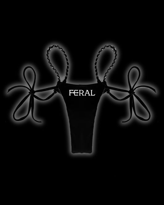 FERAL LOGO BIKINI BOTTOMS BLACK